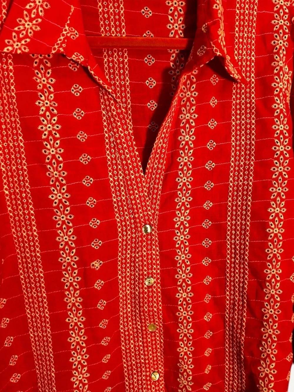 Zara Fuschia Embroidered Button-Up Shirt - Picture 6 of 8